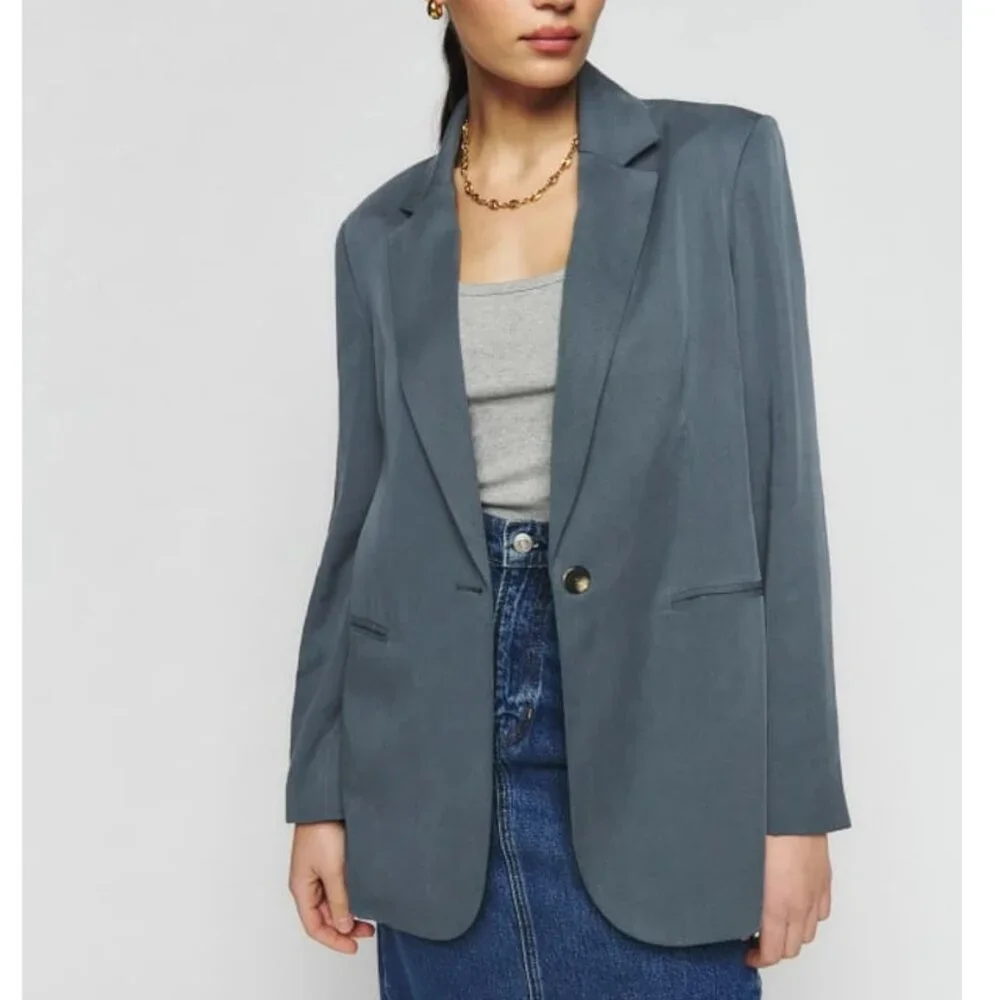 NWT Reformation The Classic Relaxed Blazer Small Slate Blue